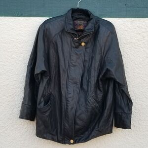 Vintage LNR oversized black leather jacket medium